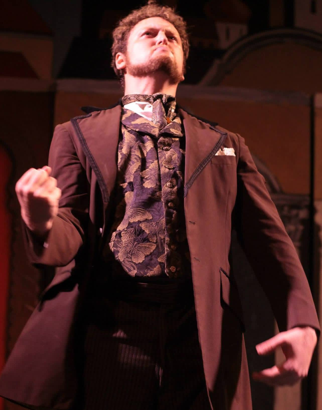 Tristan Cano on stage in period costume